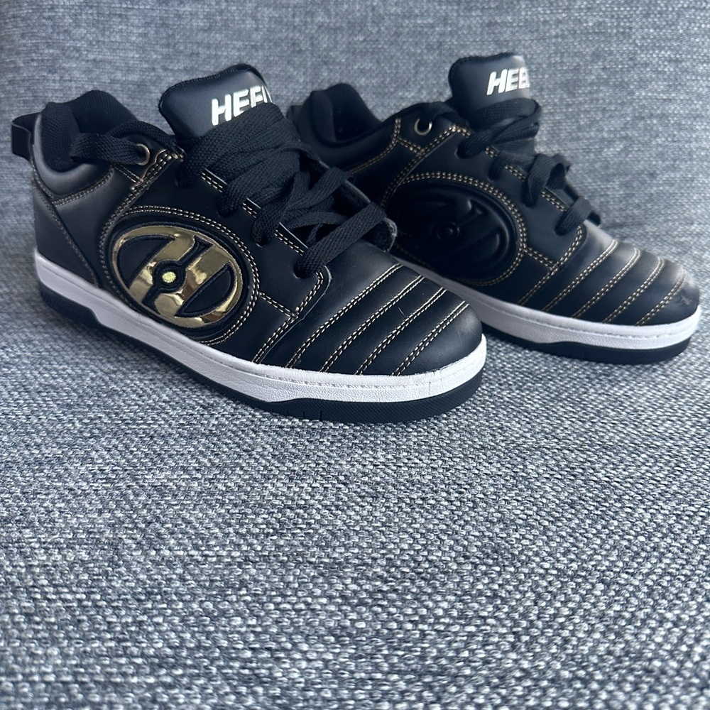 NWOT Heelys Kids Black Sneakers with Gold Accents